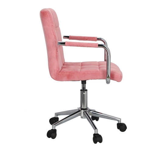 Ergonomická kancelářská židle Cosmo Arm růžový samet s opěrkami na studium a práci