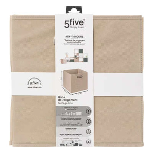 Látková úložná krabice s úchytkou do regálu 31x31 tmavě béžová 5five simply smart