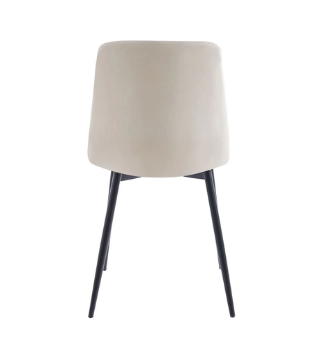 Čalouněná židle Caro Velvet béžová do jídelny a obýváku, sametová na černých nohách