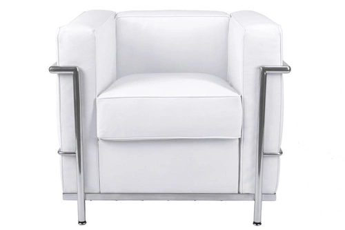 Kožené relaxační křeslo Kubik bílé do obýváku moderní glamour ve stylu LC2