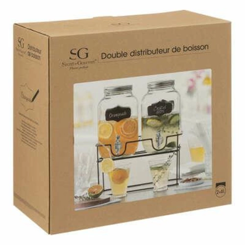 Sada 2 skleněných nádob na nápoje s kohoutkem na stojanu 4 l na párty 5five