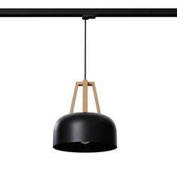 Závěsná lampa E27 CASCO černá/přírodní dřevo