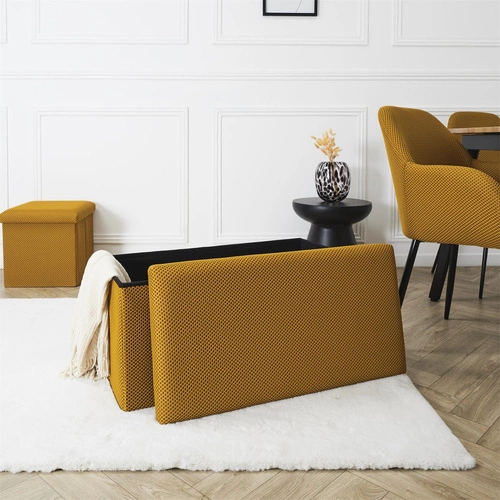 Žlutý obdélníkový skládací taburet s úložným prostorem Velse Atom Intesi do předsíně a dětského pokoje