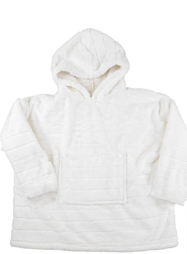 Fleecová deka s kapucí Intesi bílá teplá deka na gauč do obýváku