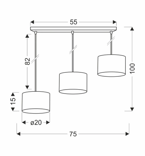 PANDY závěsná lampa černá 3x40W E27 stínidlo černá+zlatá