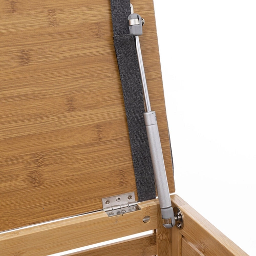 Bambusová stolička s úložným prostorem a šedým polštářem 5five simply smart do předsíně