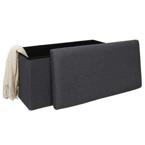 Skládací úložný taburet Velse Atom šedý obdélníkový do předsíně a studentského pokoje