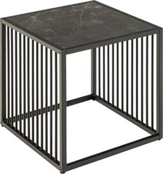 Konferenční stolek Strington 40x40 cm černý čtvercový mramorový loftový do obýváku Actona