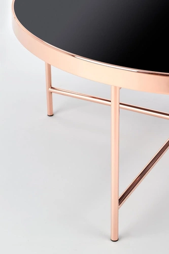 Konferenční stolek Rami L kulatý skleněný černý měděný moderní glamour do obýváku 82 cm