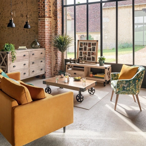 Dřevěný TV stolek Silas 140 cm moderní rustikální mango do obýváku Atmosphera