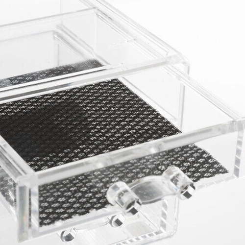 Transparentní šperkovnice Selena se 3 zásuvkami na toaletní stolek moderní