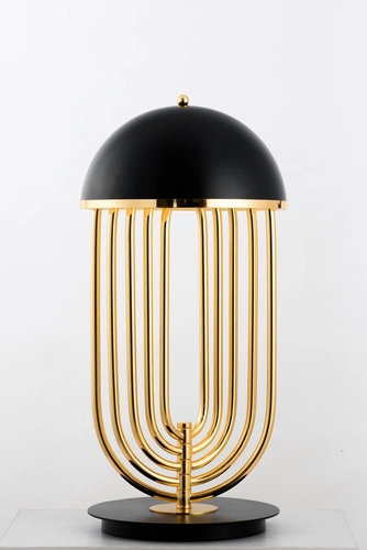 Moderní černo-zlatá stolní lampa Dolce Vita z kovu do obýváku a ložnice Step into Design