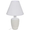 Keramická noční lampička Balvy bílá Atmosphera s textilním stínidlem do rustikální ložnice