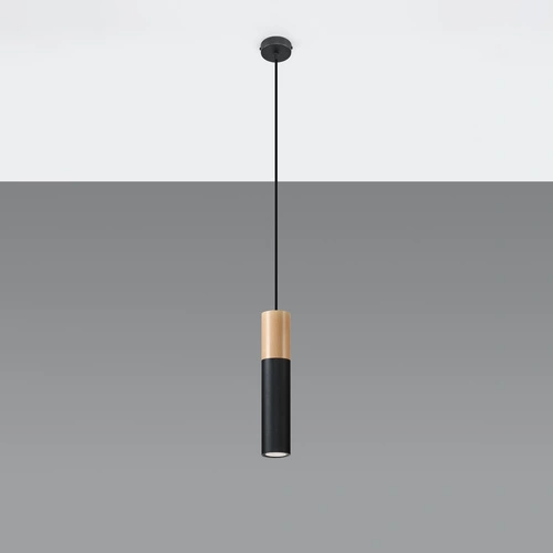 Závěsné svítidlo PABLO černé dřevěné válcové do kuchyně a obýváku moderní jednoduché
