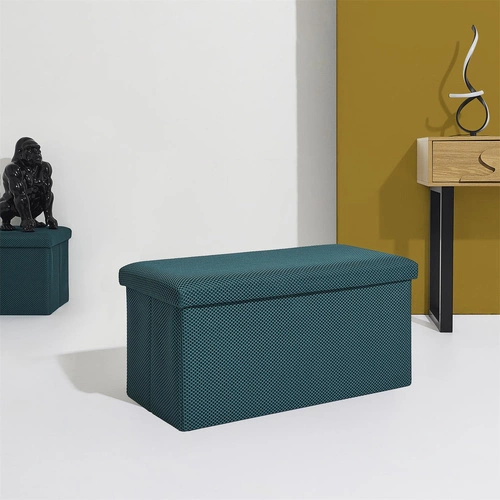 Moderní tyrkysový obdélníkový taburet se schovkou Velse Atom do předsíně a dětského pokoje