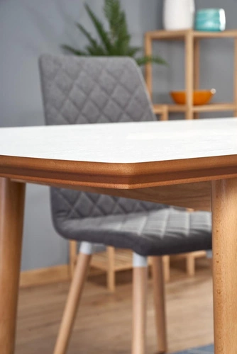 Rozkládací jídelní stůl Radley bílý mat dub lefkas moderní 140-185 cm Intesi