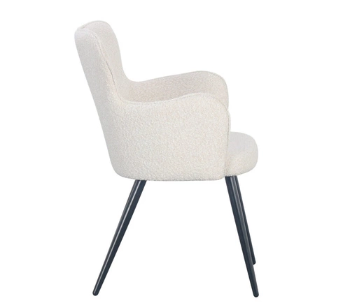 Jídelní židle Cherson Intesi čalouněná látkou teddy bear bílá s područkami moderní