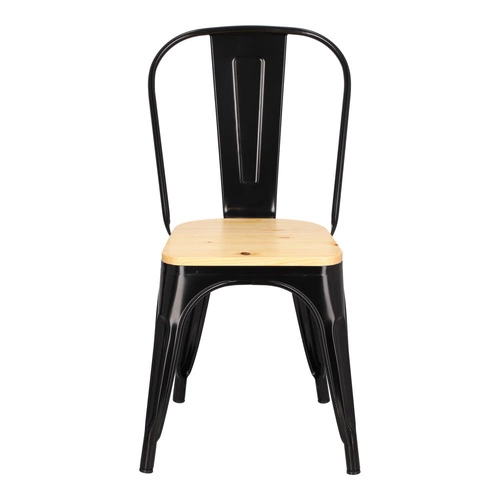 Jídelní židle Paris Wood D2.DESIGN černá kovová s dřevěným sedákem borovice
