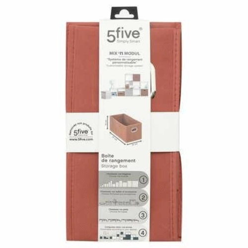 5five simply smart látková krabice do regálu 15x31 cm červená skládací s úchytkou