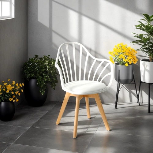 Jídelní židle Sirena Intesi bílá s područkami, skandinávský styl, snadné čištění