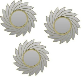 Sada 3 dekoračních kulatých zrcadel Rowley ve zlatém rámu na stěnu do předsíně