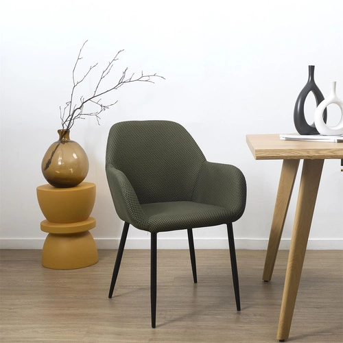 Čalouněná židle Lavia zelená khaki s područkami do jídelny a obýváku