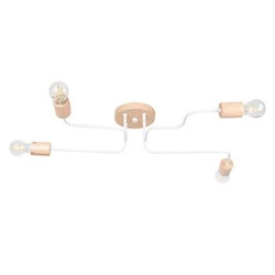 Loftový lustr TIMBO 4 bílý s dřevem do obýváku a jídelny 4 světla SOLLUX