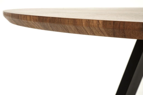 Jídelní kulatý stůl Ralik 120 cm ořechový s černými nohami moderní industriální