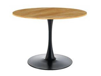 Jídelní kulatý stůl Amad 90 cm moderní dub s černou nohou Intesi