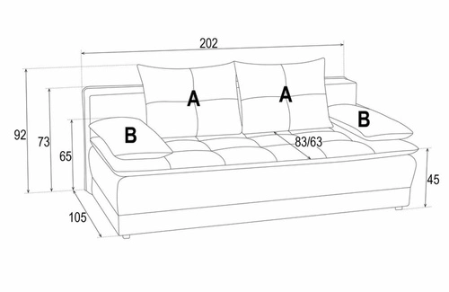 Moderní rozkládací pohovka Mikkeli s funkcí spaní do obýváku modrá dvoumístná