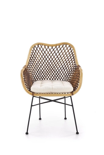 Ratanová jídelní židle Mauri boho s područkami do jídelny a obýváku hnědá Intesi