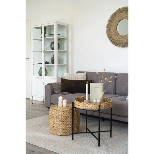 Dekorační cementová soška Totem House Nordic béžová do obýváku v boho stylu 15 cm