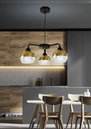 Zlatá závěsná lampa Cromina 3x60W E27 černá