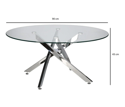 Konferenční stolek Amber 90 cm kulatý skleněný chrom moderní glamour do obýváku Intesi