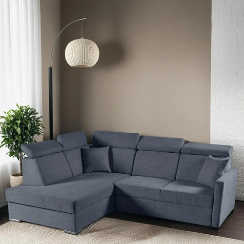 Rohová rozkládací pohovka Mils XL levá moderní do obýváku šedá modrá