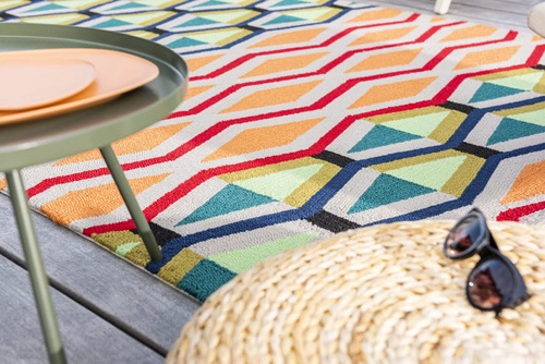 Cruz venkovní koberec moderní geometrický 140x200 multicolor na terasu a balkon snadno čistitelný