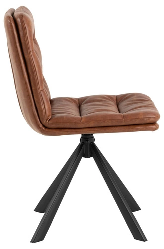 Otočená jídelní židle Dean Actona hnědá ekokůže loft na černých nohách