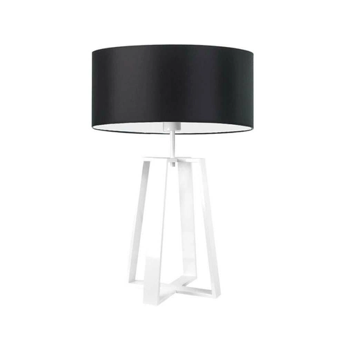 Noční lampička do ložnice Thor LYSNE moderní černá s látkovým stínidlem na bílém podstavci 61 cm