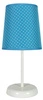 Moderní noční lampička Gala modrá s puntíky s textilním stínidlem do ložnice a obývacího pokoje 31 cm