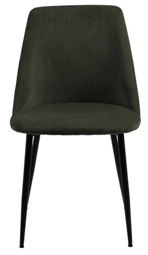 Čalouněná jídelní židle Ines zelená moderní na černých kovových nohách Actona