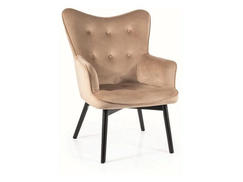 Moderní sametové křeslo ušák Sergio VIC béžové s područkami do obýváku Intesi