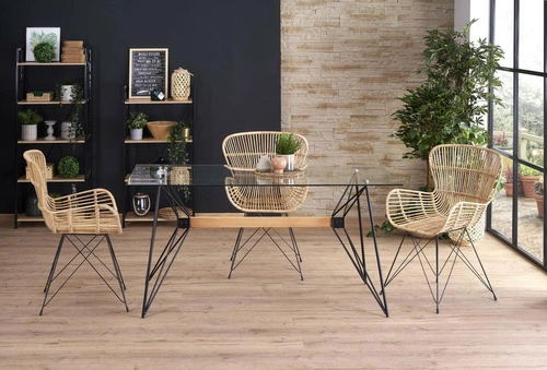 Moderní glamour jídelní stůl Intesi Groll 160x80 se skleněnou deskou a černými nohami, nerozkládací