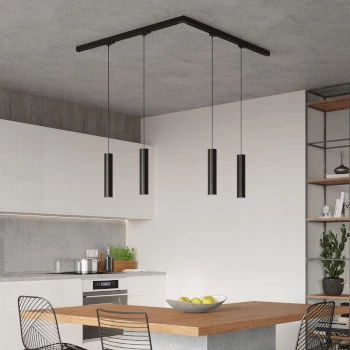 Závěsné svítidlo, 4bodový, 3fázový kolejnicový systém, LAGOS černá