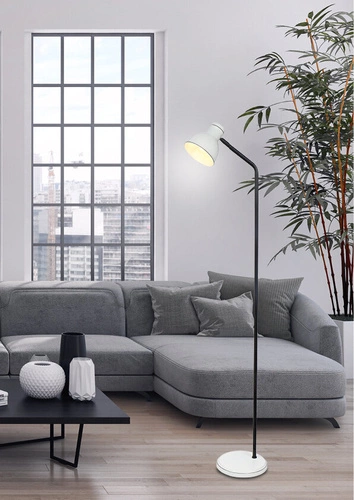 Moderní stojací lampa do obýváku Zumba černo-bílá kovová 142 cm