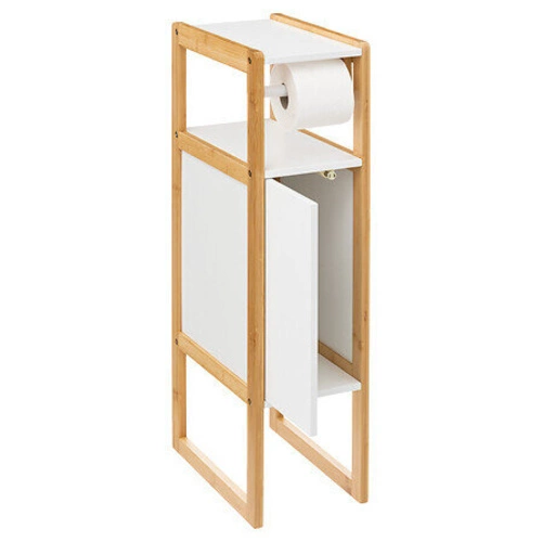 Bílá stojací koupelnová skříňka Natureo na toaletní papír z bambusu 20 cm 5five