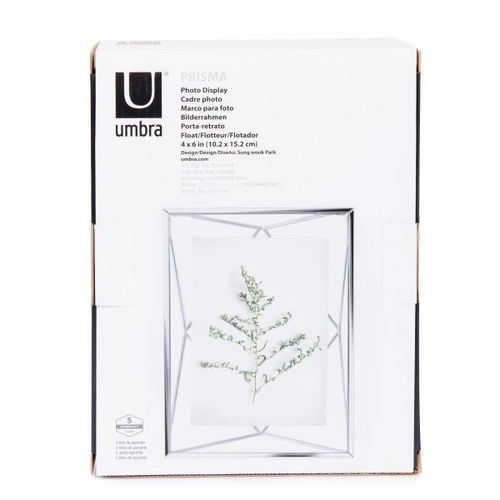Kovový fotorámeček 10x15 Umbra Prisma šedý, na postavení i zavěšení, moderní