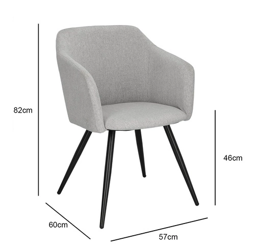 Čalouněná šedá jídelní židle s područkami Molto Intesi moderní skandinávský styl