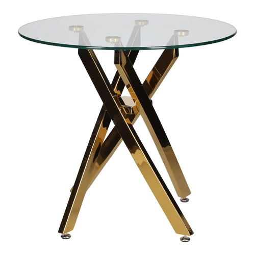 Konferenční stolek Amber kulatý skleněný 60 cm čirý zlatý glamour do obýváku Intesi