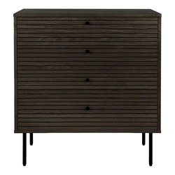 Komoda Kyoto hnědá skandinávská rýhovaná 4 zásuvky do obýváku