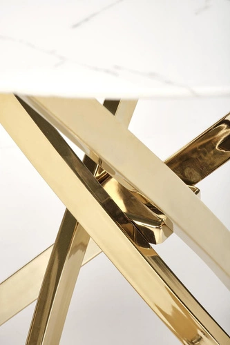 Kulatý skleněný stůl 100 cm Amber bílý mramor zlatý moderní glamour do jídelny Intesi